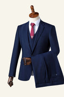 Load image into Gallery viewer, Navy Notched Lapel 3-Piece Men's Suit