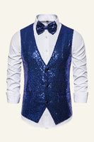 Load image into Gallery viewer, Sparkly Golden Lapel Sequins Men's Vest with Bow Tie