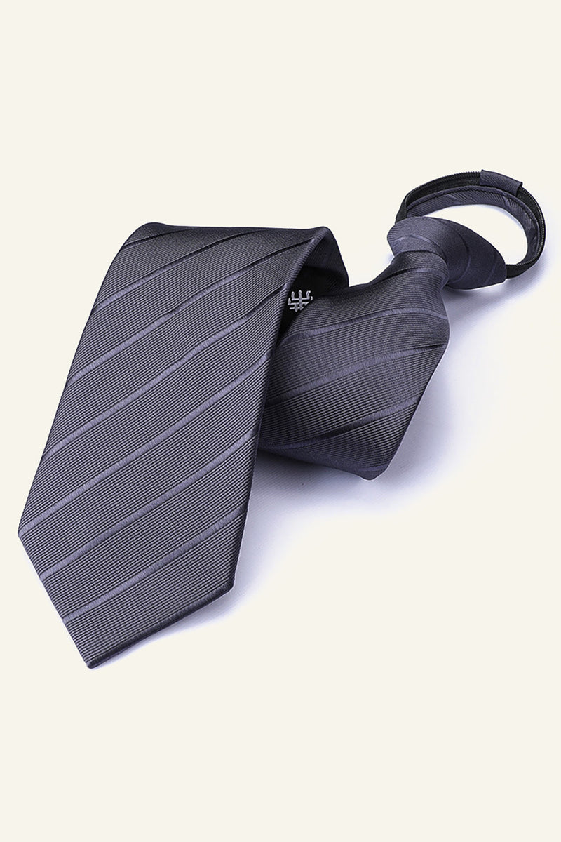 Load image into Gallery viewer, Dark Grey Striped Men's Tie For Party
