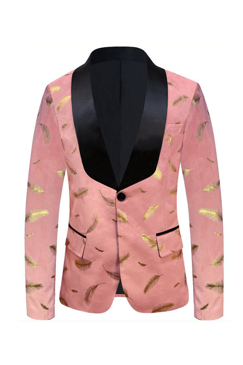 Load image into Gallery viewer, Turquoise Jacquard Shawl Lapel Men's Prom Blazer