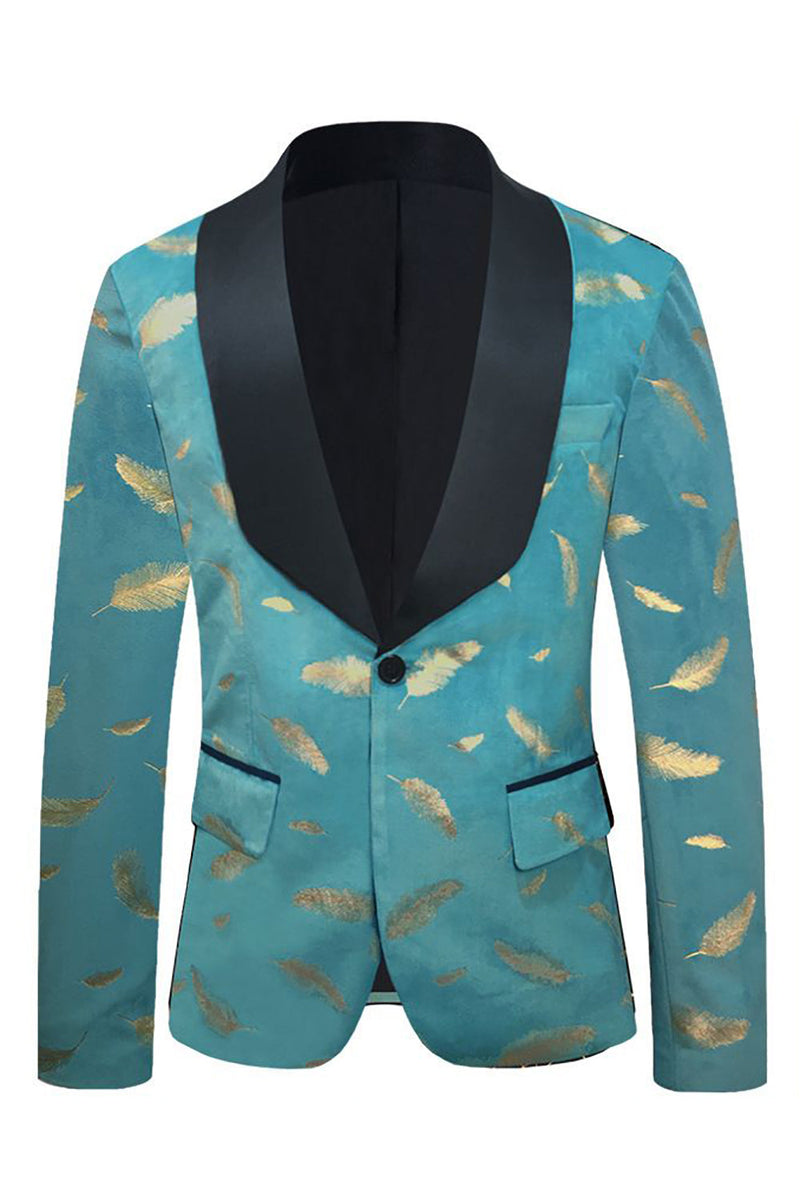 Load image into Gallery viewer, Turquoise Jacquard Shawl Lapel Men's Prom Blazer