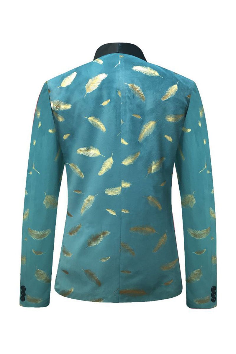Load image into Gallery viewer, Turquoise Jacquard Shawl Lapel Men's Prom Blazer