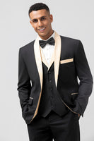 Load image into Gallery viewer, Black Shawl Lapel 3 Pieces One Button Men's Prom Suits