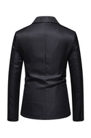 Load image into Gallery viewer, Black Notched Lapel Flower Men's Prom Blazer