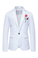 Load image into Gallery viewer, Black Notched Lapel Flower Men's Prom Blazer