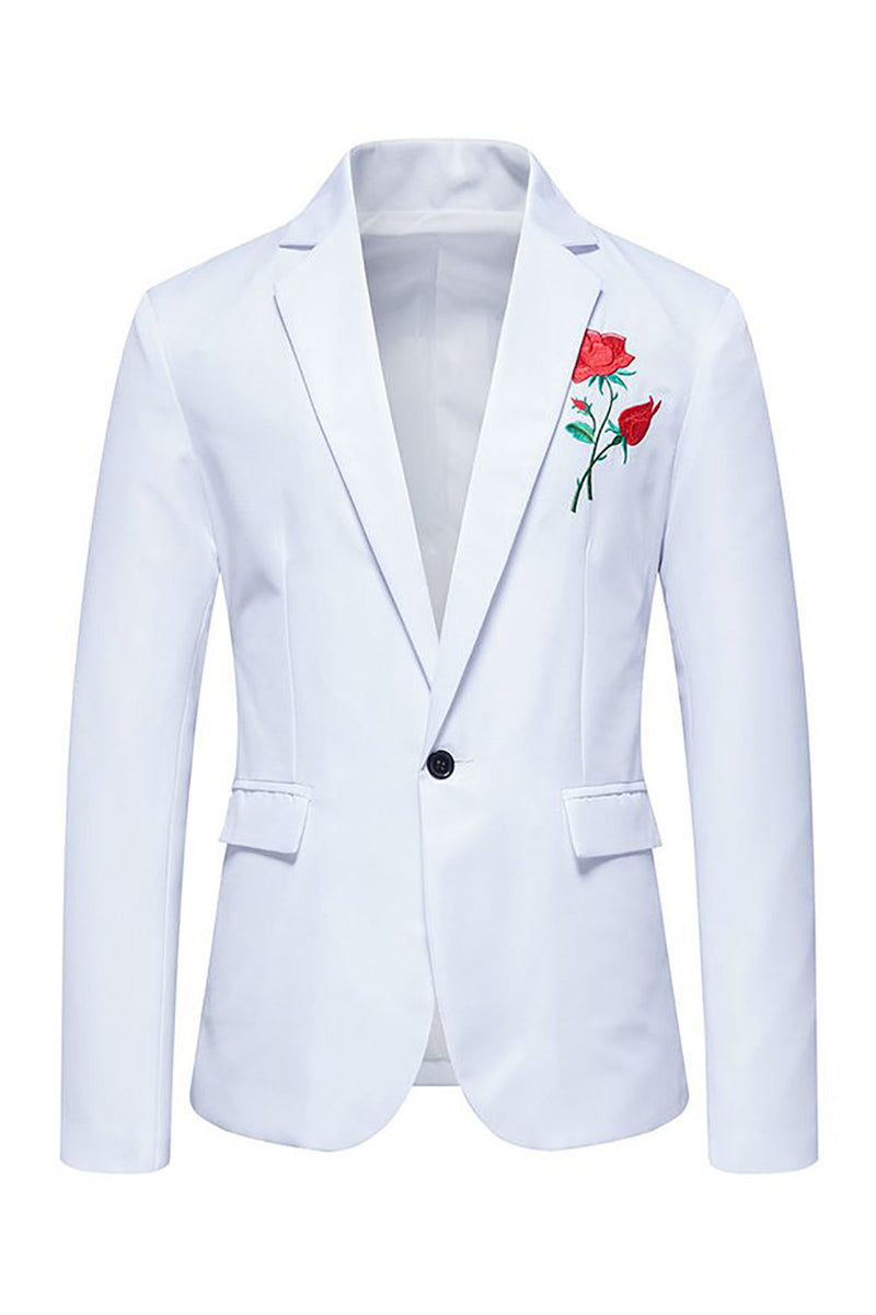 Load image into Gallery viewer, Black Notched Lapel Flower Men's Prom Blazer