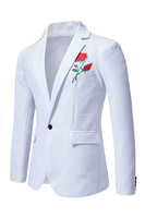 Load image into Gallery viewer, Black Notched Lapel Flower Men's Prom Blazer