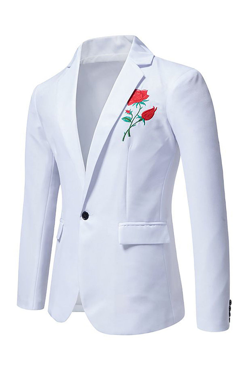 Load image into Gallery viewer, Black Notched Lapel Flower Men's Prom Blazer