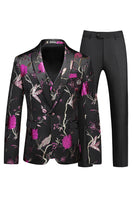 Load image into Gallery viewer, Men's Red Jacquard 3-Piece Notched Lapel Homecoming Suits