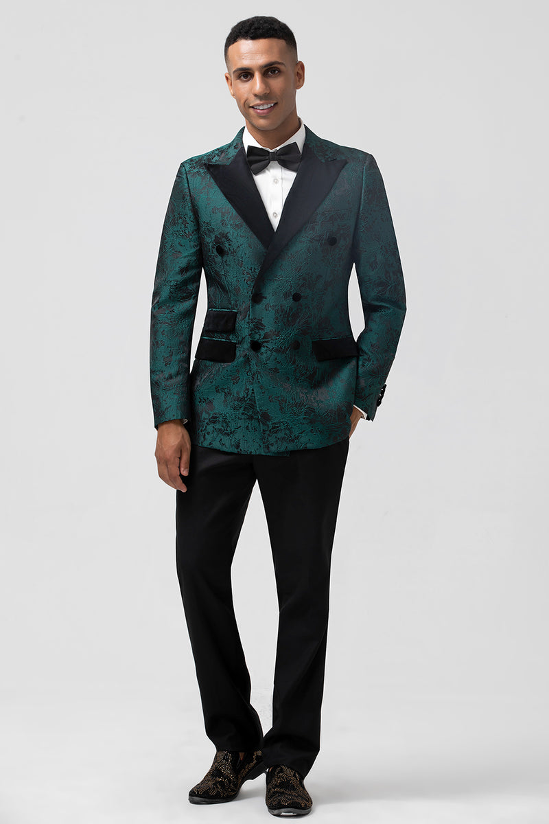 Load image into Gallery viewer, Dark Green Peak Lapel 2 Pieces Double Breasted Men's Suits
