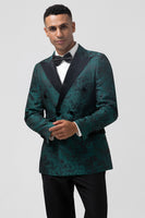 Load image into Gallery viewer, Dark Green Peak Lapel 2 Pieces Double Breasted Men's Suits