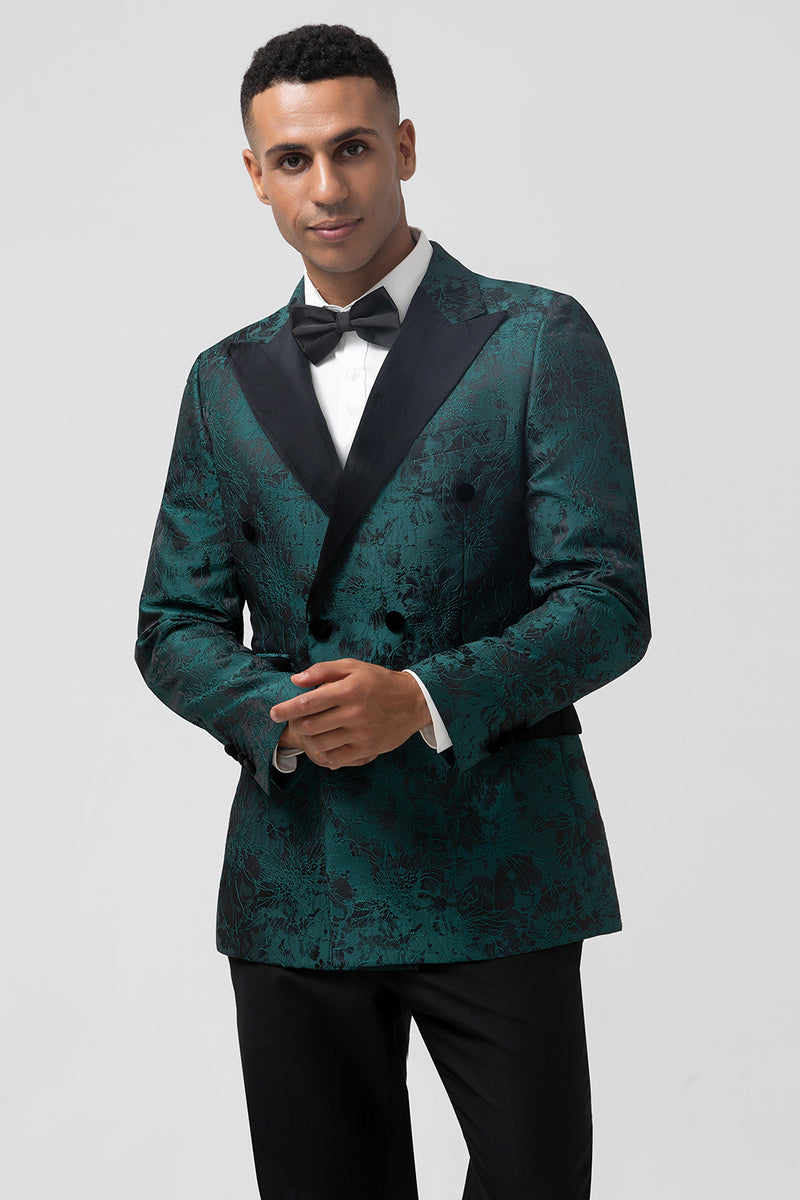 Load image into Gallery viewer, Dark Green Peak Lapel 2 Pieces Double Breasted Men's Suits