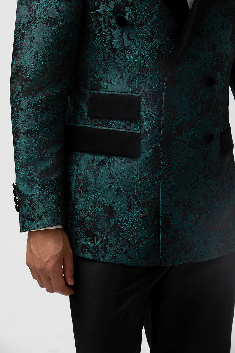 Load image into Gallery viewer, Dark Green Peak Lapel 2 Pieces Double Breasted Men's Suits