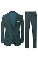 Load image into Gallery viewer, Men's Dark Green 2-Piece Notched Lapel Slim Fit Wedding Suits