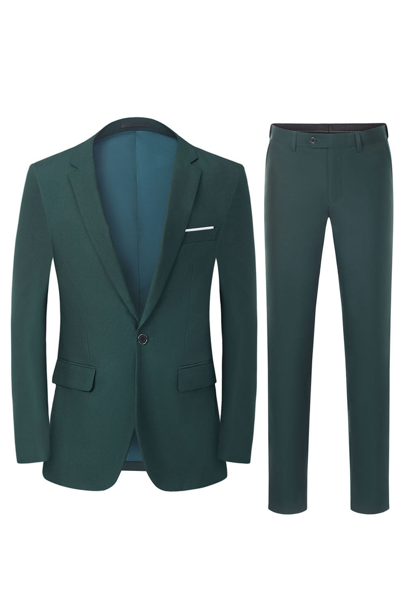 Load image into Gallery viewer, Men's Dark Green 2-Piece Notched Lapel Slim Fit Wedding Suits