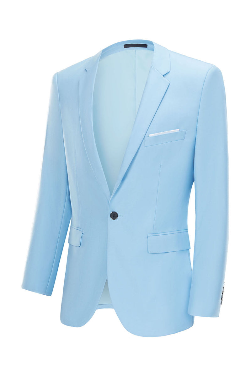 Load image into Gallery viewer, Men's Light Blue Notched Lapel One Button Wedding Blazer