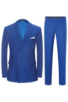 Load image into Gallery viewer, Men's Blue 2-Piece Double Breasted Wedding Suits