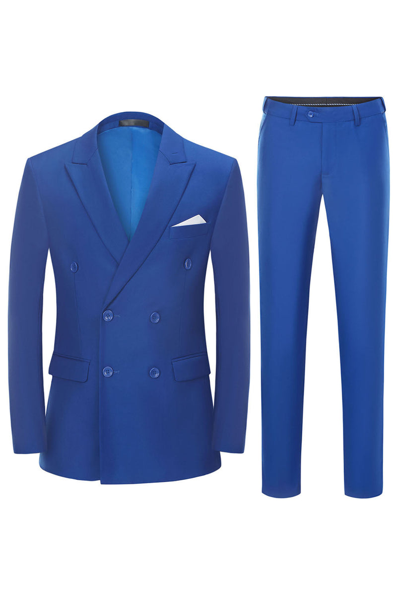Load image into Gallery viewer, Men's Blue 2-Piece Double Breasted Wedding Suits