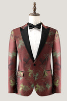 Load image into Gallery viewer, Brown Peak Lapel 2 Piece Jacquard One Button Men's Prom Suits