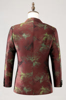 Load image into Gallery viewer, Brown Peak Lapel 2 Piece Jacquard One Button Men's Prom Suits