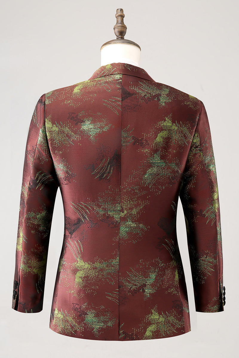 Load image into Gallery viewer, Brown Peak Lapel 2 Piece Jacquard One Button Men's Prom Suits