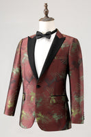 Load image into Gallery viewer, Brown Peak Lapel 2 Piece Jacquard One Button Men's Prom Suits