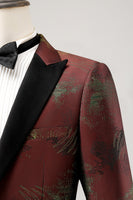 Load image into Gallery viewer, Brown Peak Lapel 2 Piece Jacquard One Button Men's Prom Suits