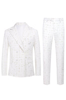 Load image into Gallery viewer, White Plaid Double Breasted 2 Piece Men's Prom Suits
