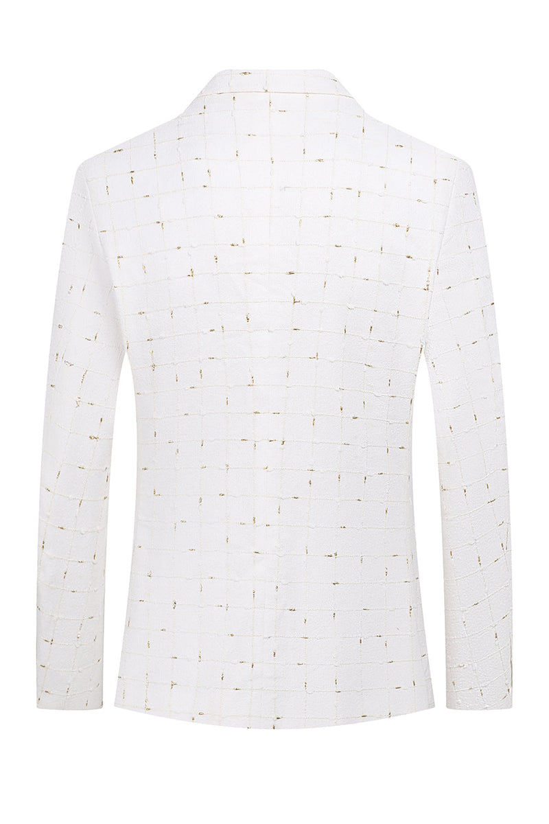 Load image into Gallery viewer, White Plaid Double Breasted 2 Piece Men's Prom Suits