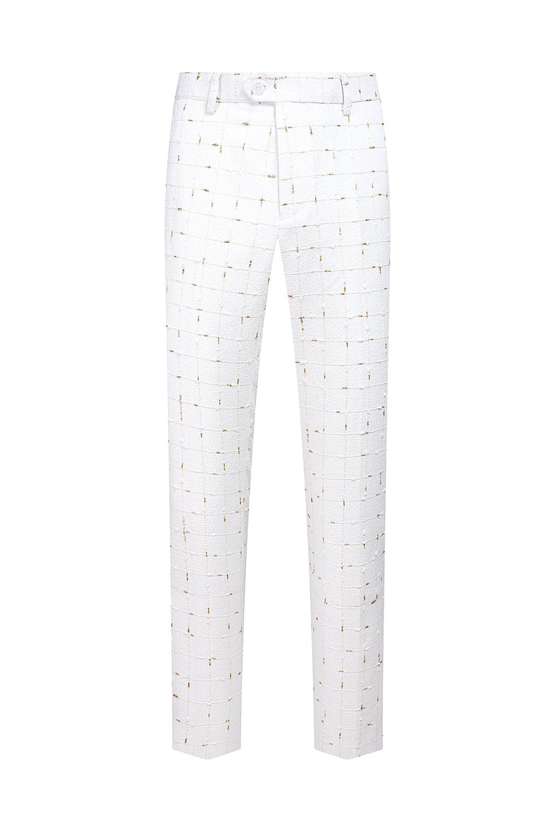 Load image into Gallery viewer, White Plaid Double Breasted 2 Piece Men's Prom Suits