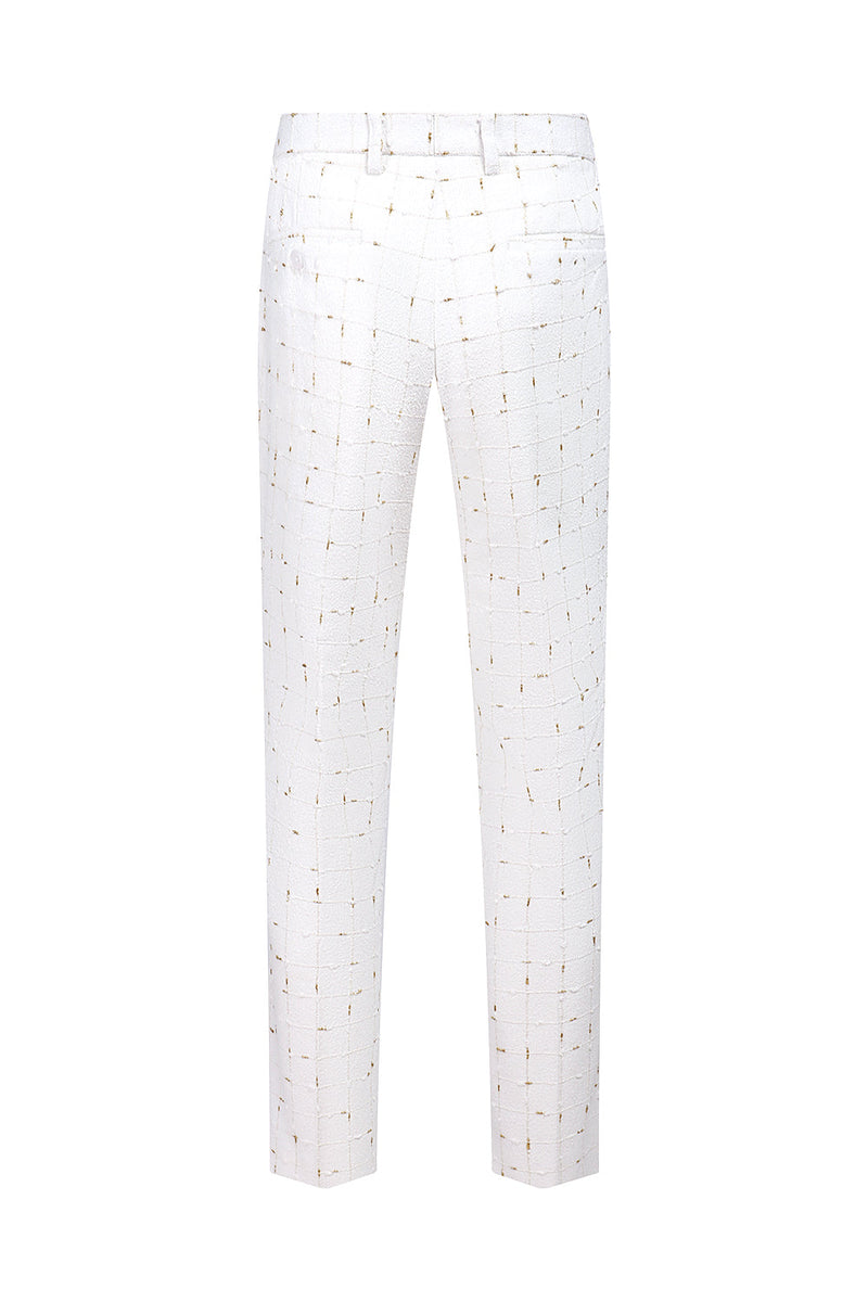 Load image into Gallery viewer, White Plaid Double Breasted 2 Piece Men's Prom Suits