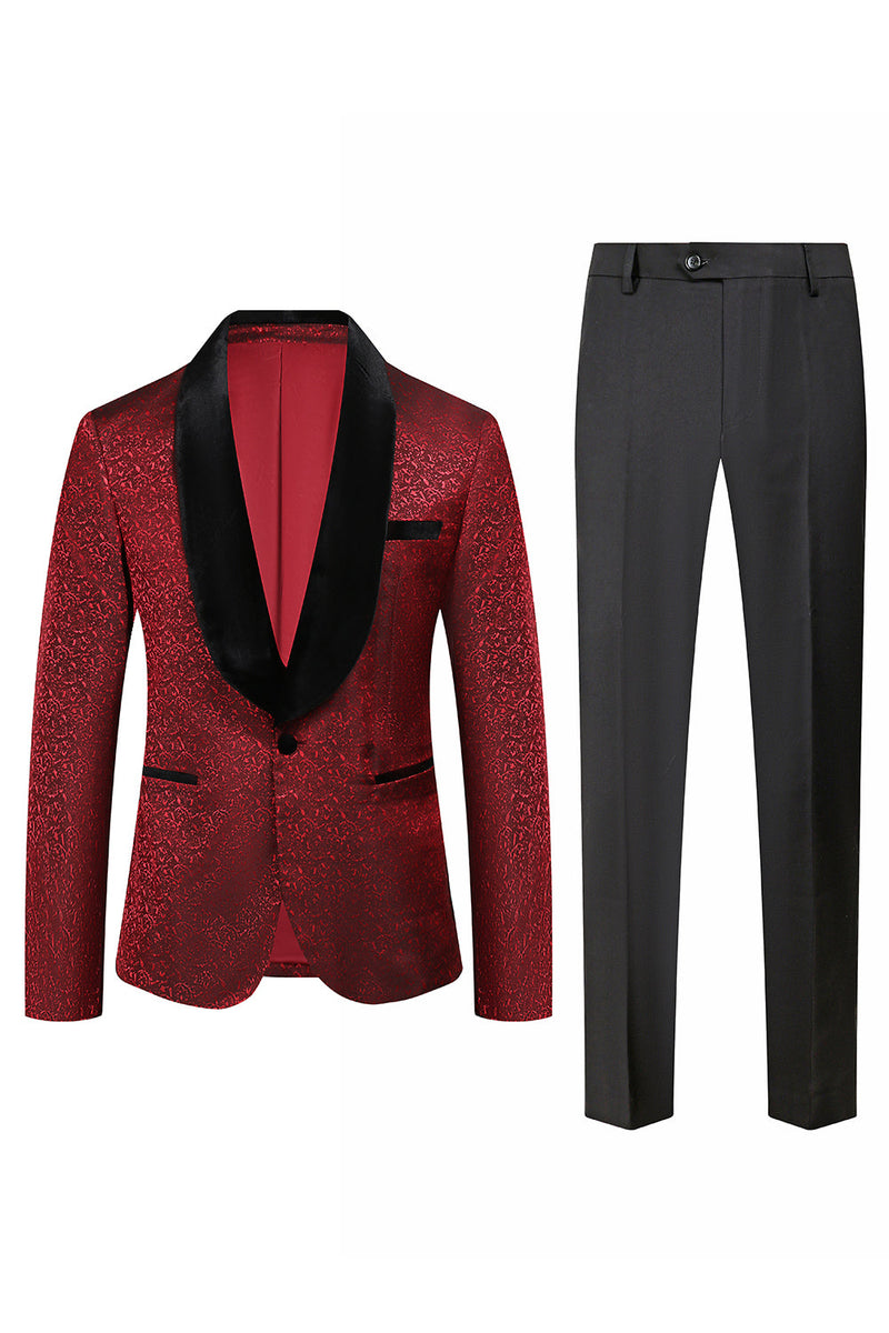 Load image into Gallery viewer, Red Jacquard 2 Piece Men's Prom Suits