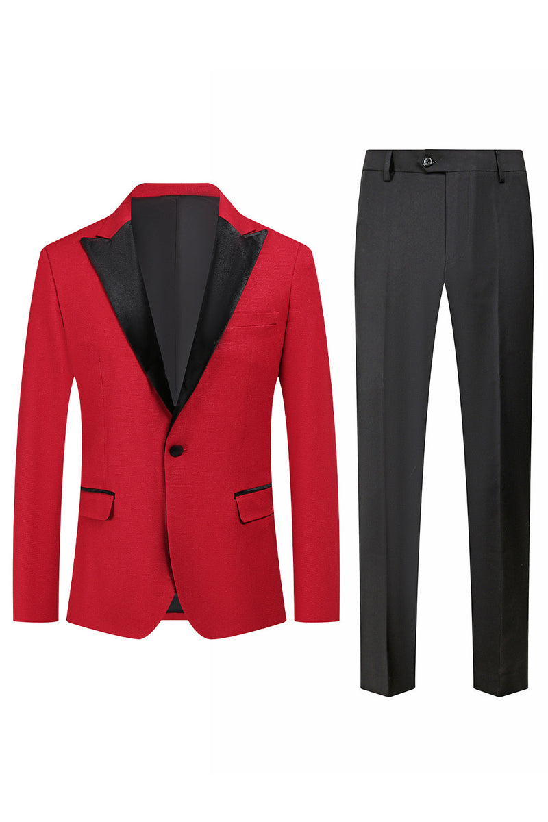 Load image into Gallery viewer, Red Peak Lapel One Button 2 Piece Men's Prom Suits