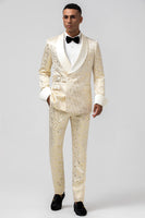 Load image into Gallery viewer, Champagne Shawl Lapel 2 Pieces Men's Suits