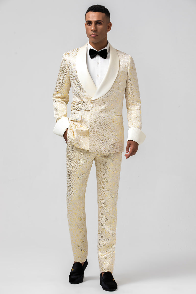 Load image into Gallery viewer, Champagne Shawl Lapel 2 Pieces Men's Suits
