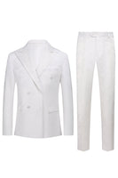 Load image into Gallery viewer, White Jacquard Double Breasted 2 Piece Men's Suits