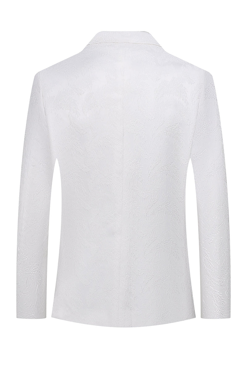 Load image into Gallery viewer, White Jacquard Double Breasted 2 Piece Men's Suits