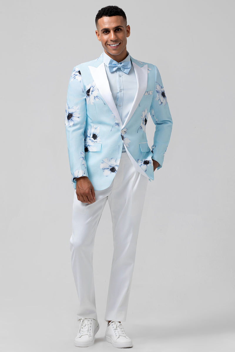 Load image into Gallery viewer, Light Blue Peak Lapel 2 Pieces One Button Men's Prom Suits