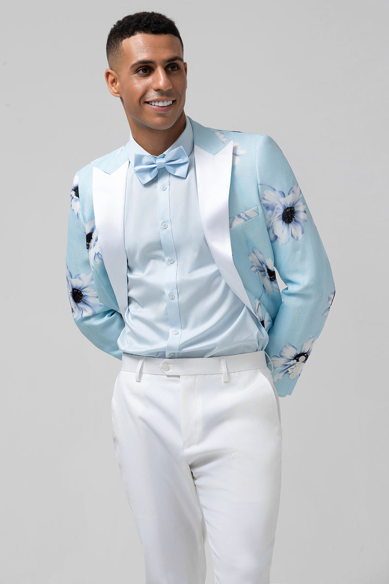 Load image into Gallery viewer, Light Blue Peak Lapel 2 Pieces One Button Men's Prom Suits
