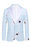 Load image into Gallery viewer, Light Blue Peak Lapel 2 Piece Floral Men's Prom Suits