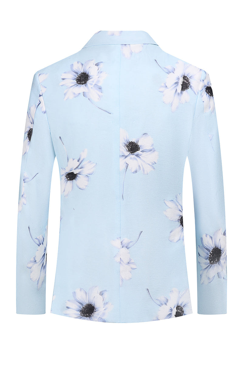 Load image into Gallery viewer, Light Blue Peak Lapel 2 Piece Floral Men's Prom Suits