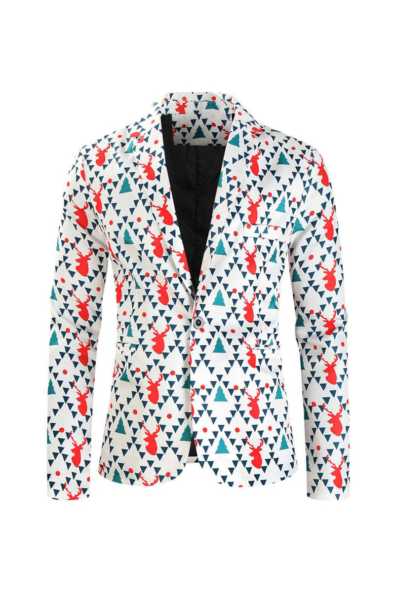 Load image into Gallery viewer, White Reindeer Printed 3 Piece Christmas Men's Suits