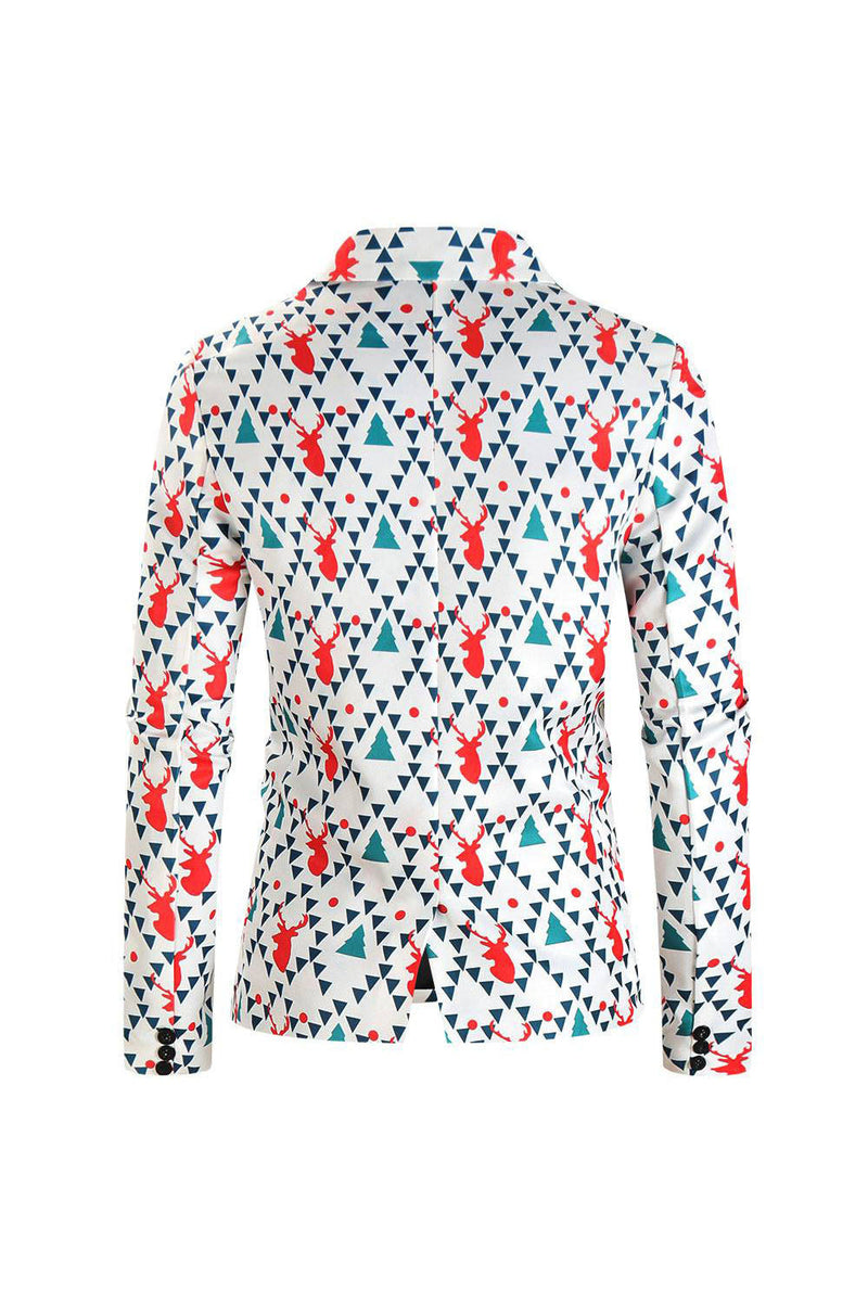 Load image into Gallery viewer, White Reindeer Printed 3 Piece Christmas Men's Suits
