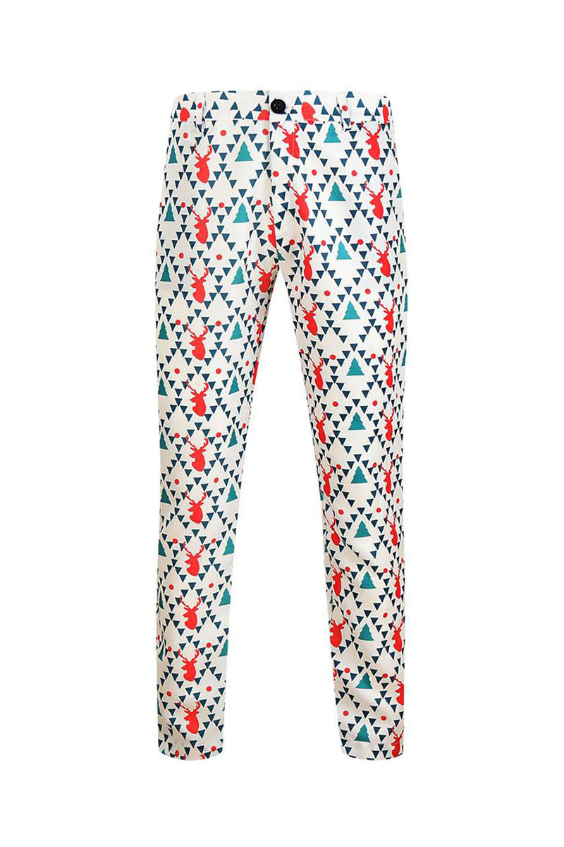 Load image into Gallery viewer, White Reindeer Printed 3 Piece Christmas Men's Suits