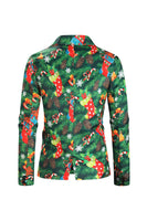 Load image into Gallery viewer, Green Printed 3 Piece Notched Lapel Christmas Men's Suits