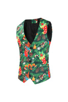 Load image into Gallery viewer, Green Printed 3 Piece Notched Lapel Christmas Men's Suits