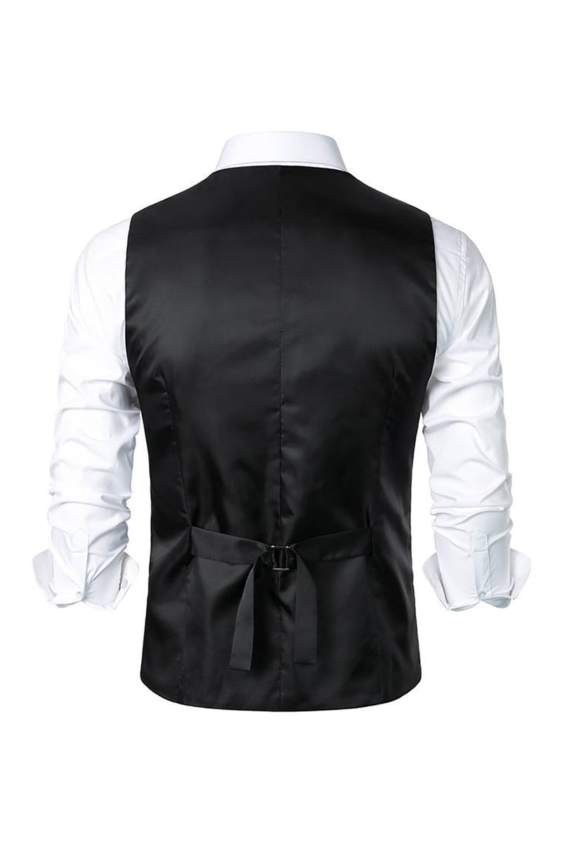 Load image into Gallery viewer, Black Single Breasted  V Neck Men's Retro Casual Vest