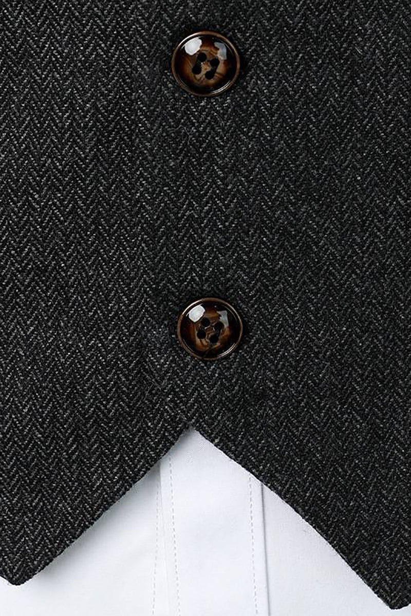 Load image into Gallery viewer, Black Single Breasted  V Neck Men's Retro Casual Vest