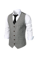Load image into Gallery viewer, Black Single Breasted  V Neck Men's Retro Casual Vest