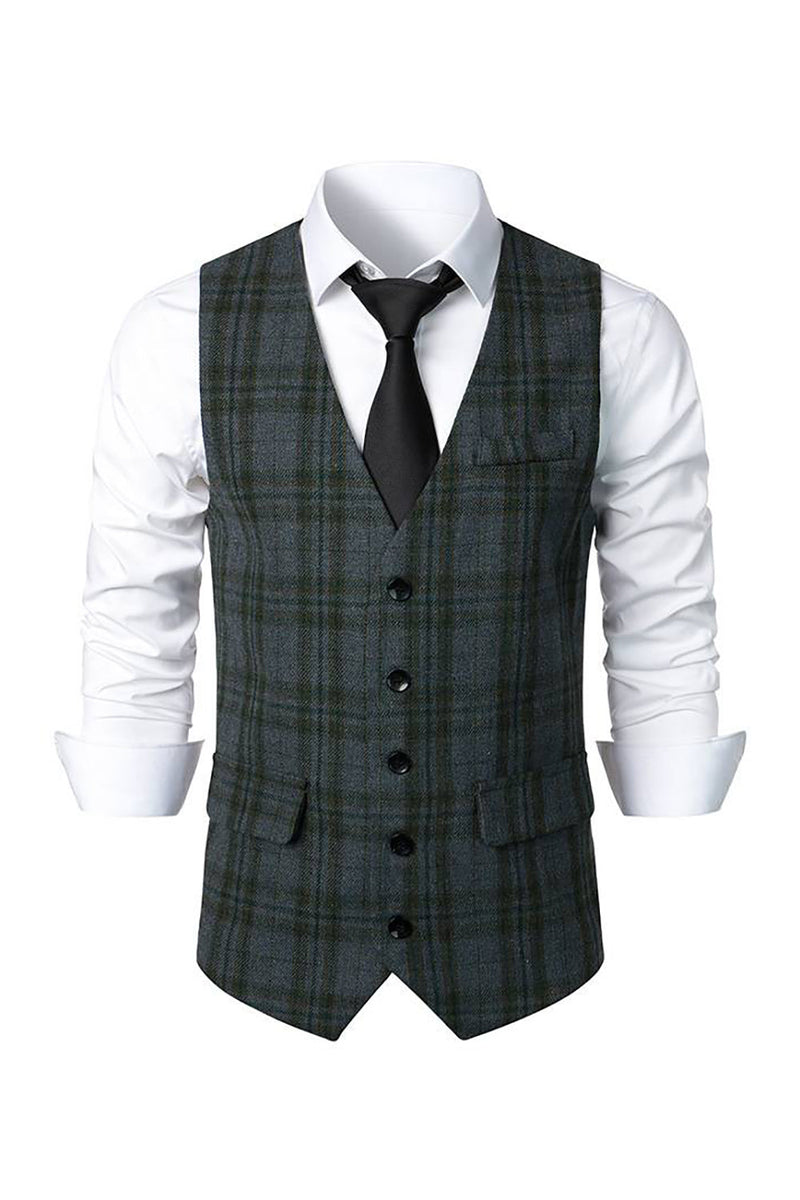 Load image into Gallery viewer, Dark Brown Striped Single Breasted Men's Retro Suit Vest